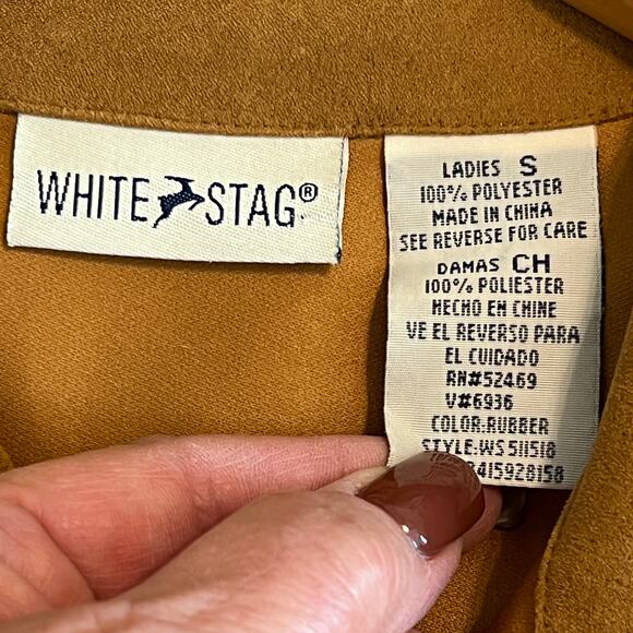 White Stag Women's Faux Suede Caramel Color Button Down Size S - Picture 6 of 7